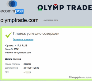 сообщение об оплате